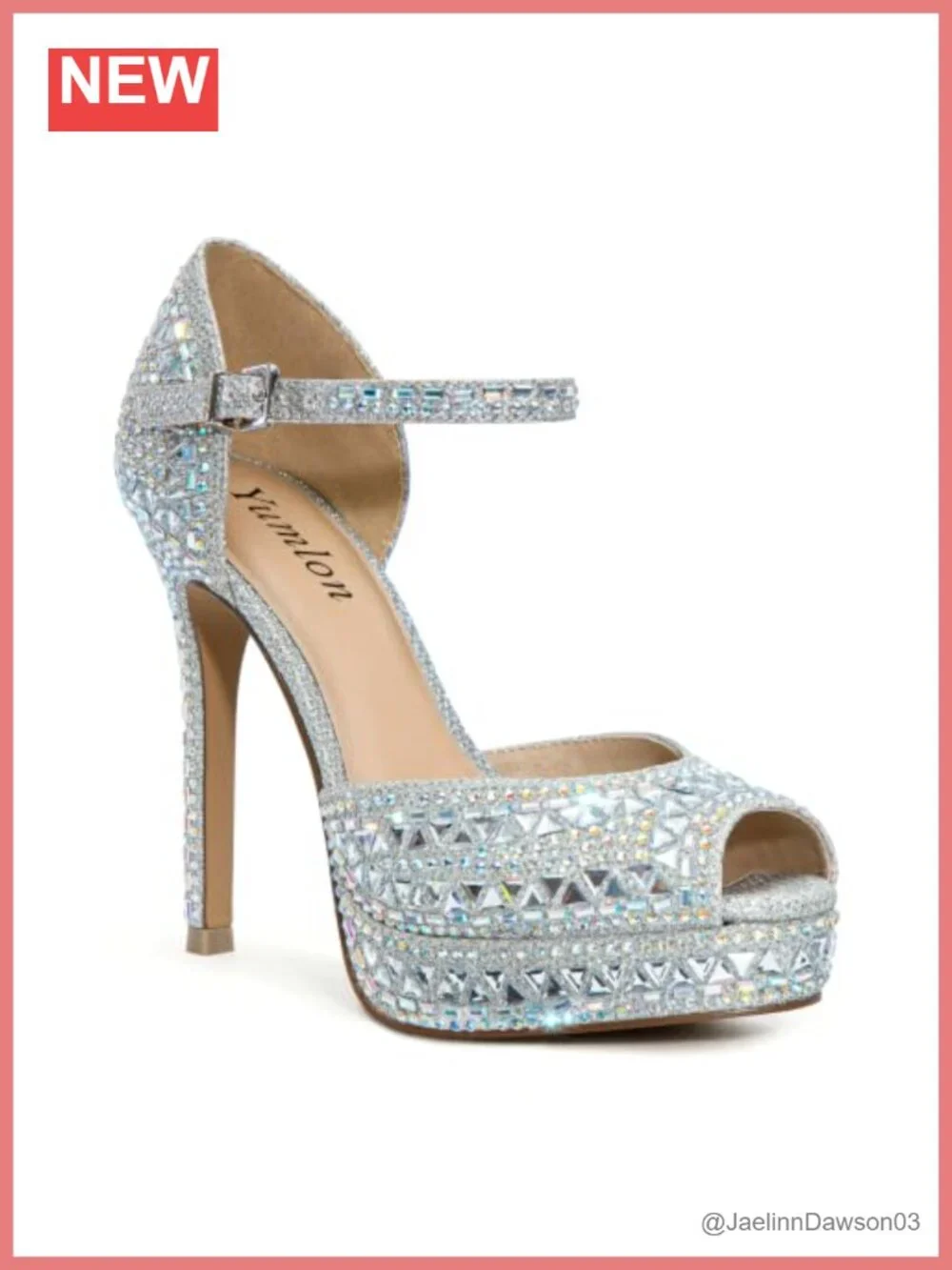 Sparkly Rhinestone Peep Toe Platform Stiletto Heels for Women Wedding Party